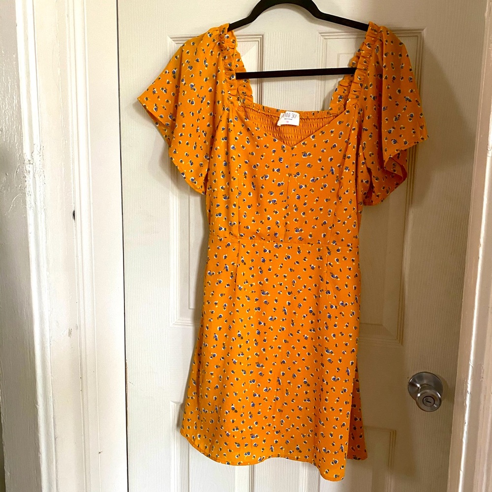 Yellow Summery Floral Mini Dress